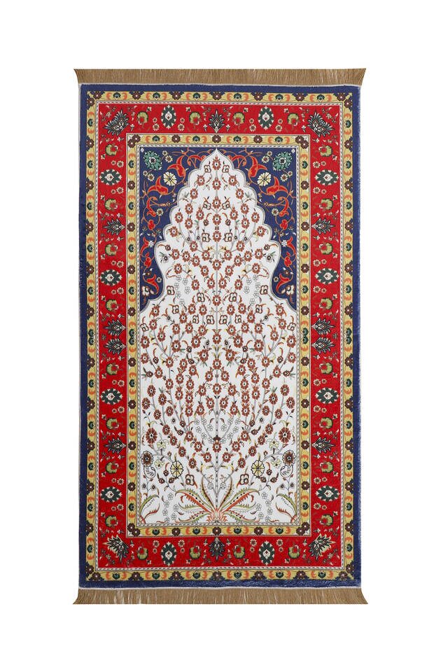 Navy Blue Bamboo Carpet Prayer Rug 