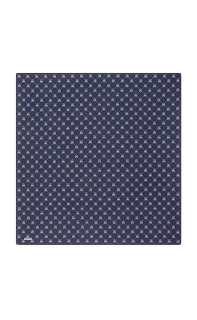 Navy Blue Butterfly Monogram Twill Silk Square Scarf - Thumbnail