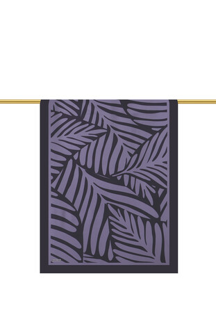 Navy Blue Crop Pattern Twill Silk Scarf - Thumbnail