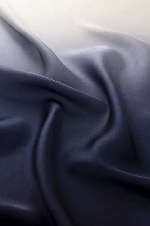 Navy Blue Ice Blue Gradient Sura Silk Square Scarf - Thumbnail