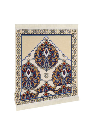 Navy Blue Iznik Pattern Tapestry Prayer Rug - Thumbnail