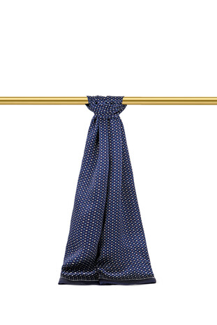 Navy Blue Minimal Pattern Men's Silk Scarf - Thumbnail