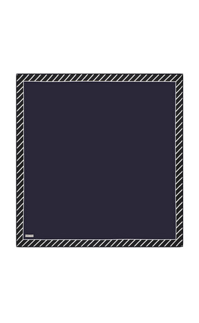 Navy Blue Stripe Pattern Twill Silk Square Scarf - Thumbnail