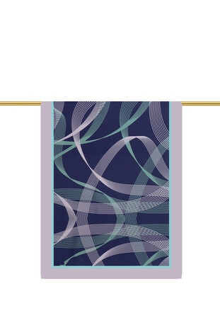 Navy Blue Twill Pattern Silk Scarf - Thumbnail