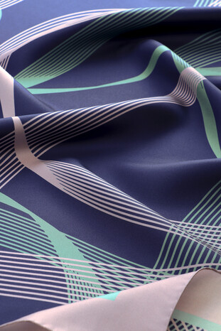 Navy Blue Twill Pattern Silk Scarf - Thumbnail