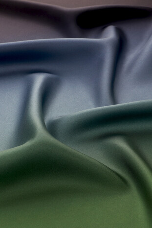 Navy Green Gradient Twill Silk Square Scarf - Thumbnail