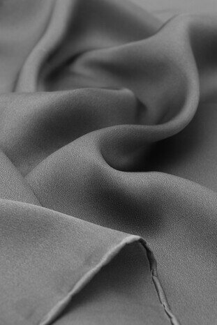 Navy Grey Solid Color Sura Silk Square Scarf - Thumbnail