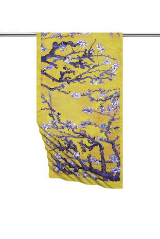 Oil Green Almond Blossom Silky Foulard - Thumbnail