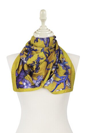 Oil Green Almond Blossom Silky Foulard - Thumbnail