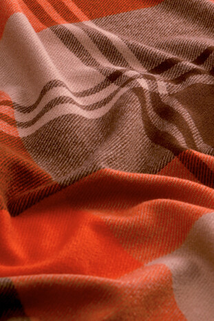 Orange Brown Patterned Winter Shawl - Thumbnail