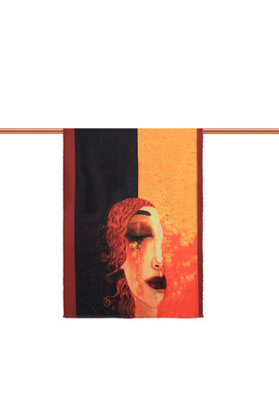 Orange Crying Woman Winter Shawl - Thumbnail