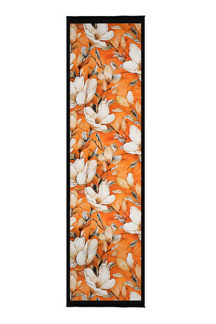 Orange Daffodil Pattern Silk Foulard - Thumbnail