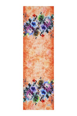 Orange Flower Silky Foulard - Thumbnail