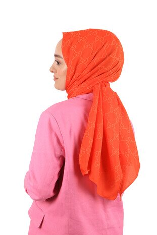 Orange G Pattern Embossed Scarf - Thumbnail