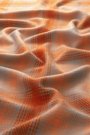 Orange Gray Patterned Winter Shawl - Thumbnail