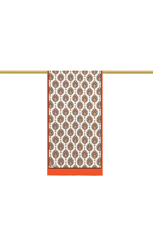 Orange Hatai Pattern Narrow Silk Foulard - Thumbnail