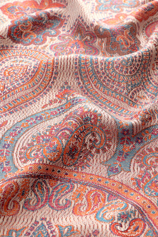 Orange Jamawar Woven Silk Shawl - Thumbnail