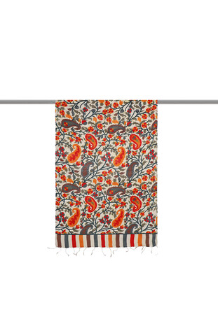 Orange Kani Pattern Silk Foulard - Thumbnail