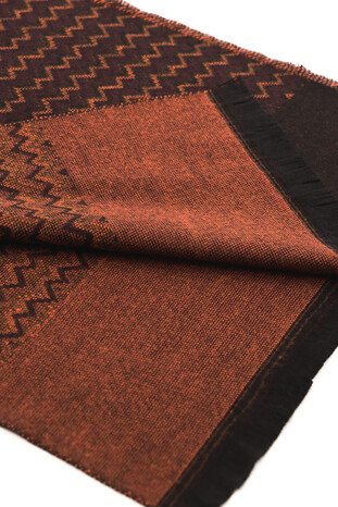 Orange Patterned Men's Scarf - Thumbnail