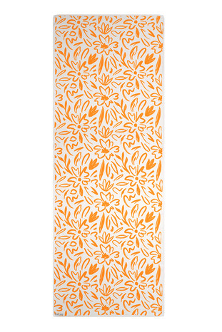 Orange Spring Pattern Twill Silk Scarf - Thumbnail