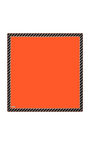 Orange Stripe Pattern Twill Silk Square Scarf - Thumbnail