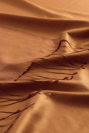 Peach Copper Reversible Silk Scarf - Thumbnail