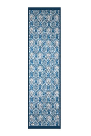 Petrol Blue Damask Pattern Silk Scarf - Thumbnail