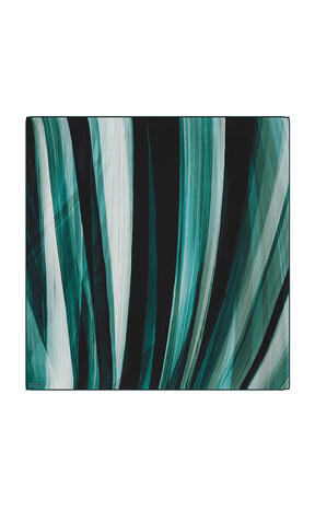 Petrol Green Breeze Pattern Twill Silk Square Scarf - Thumbnail