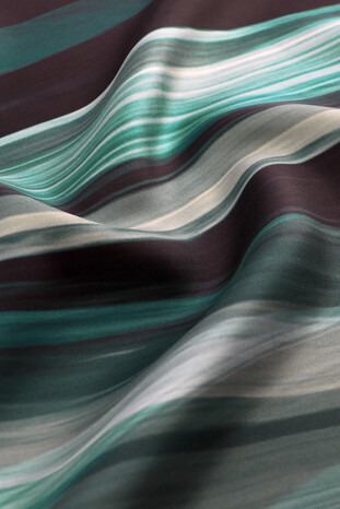 Petrol Green Breeze Pattern Twill Silk Square Scarf - Thumbnail