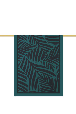 Petrol Green Crop Pattern Twill Silk Scarf - Thumbnail