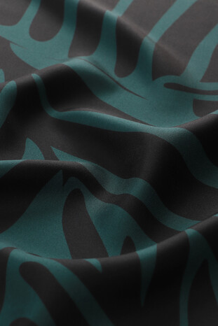 Petrol Green Crop Pattern Twill Silk Scarf - Thumbnail