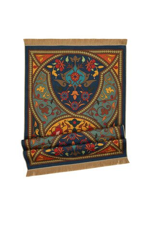 Petrol Green Velvet Carpet Prayer Rug - Thumbnail