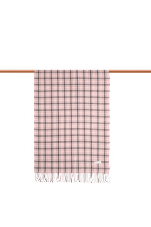 Pink Brown Plaid Pattern Winter Shawl - Thumbnail