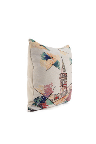 Pink Galata Tower Tapestry Throw Pillow - Thumbnail