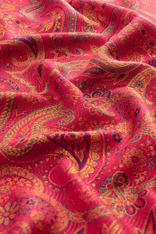 Pink Jamawar Woven Silk Shawl - Thumbnail