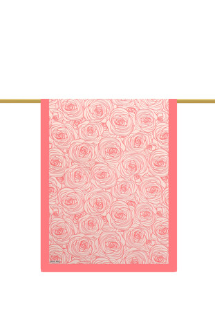 Pink Rosa Pattern Twill Silk Scarf - Thumbnail