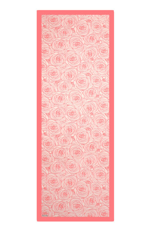 Pink Rosa Pattern Twill Silk Scarf - Thumbnail