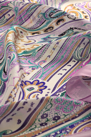 Pink Sahara Pattern Sura Silk Scarf - Thumbnail