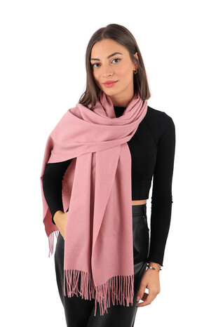 Pink Solid Color Winter Shawl - Thumbnail