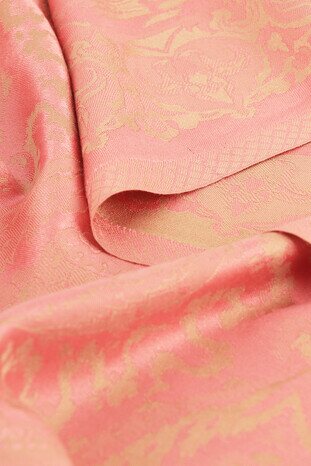 Pink Turkish Pattern Woven Silk Scarf - Thumbnail