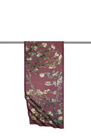 Plum Almond Blossom Silky Foulard - Thumbnail