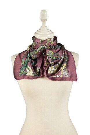 Plum Almond Blossom Silky Foulard - Thumbnail