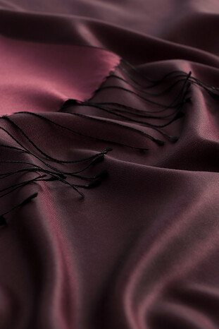 Plum Black Reversible Silk Scarf - Thumbnail