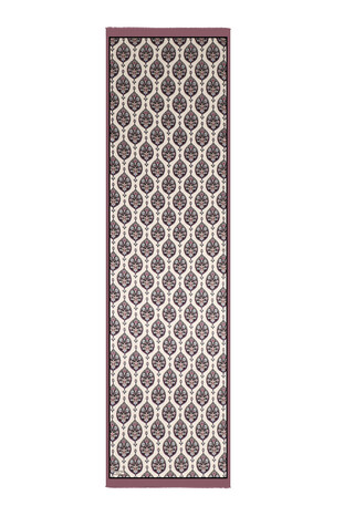 Plum Hatai Pattern Narrow Silk Foulard - Thumbnail