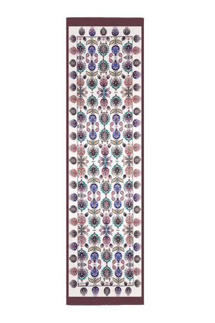 Plum Iznik Pattern Narrow Silk Foulard - Thumbnail