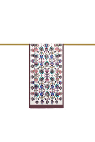 Plum Iznik Pattern Narrow Silk Foulard - Thumbnail