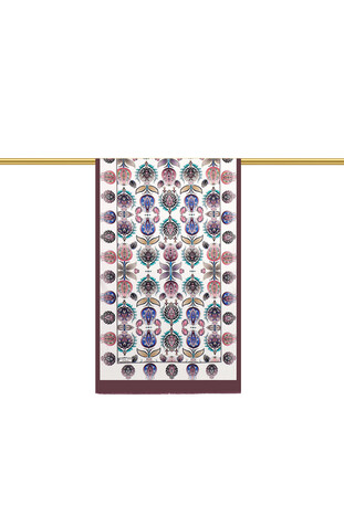 Plum Iznik Pattern Silk Foulard - Thumbnail