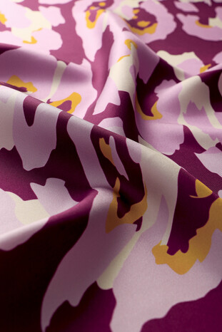 Plum Sare Pattern Twill Silk Square Scarf - Thumbnail