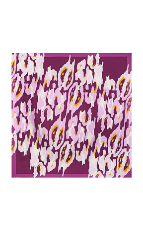 Plum Sare Pattern Twill Silk Square Scarf - Thumbnail