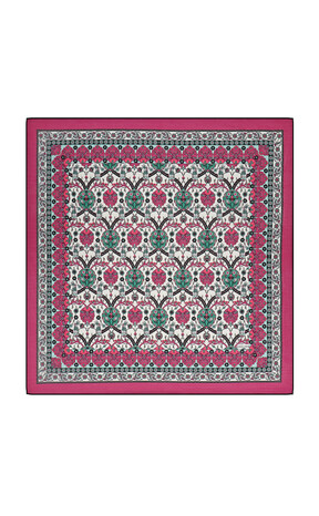 Plum Tile Tulip Pattern Soft Square Scarf - Thumbnail